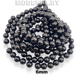 009 А Бусины на нити пластм. 6мм Ц:Чёрный