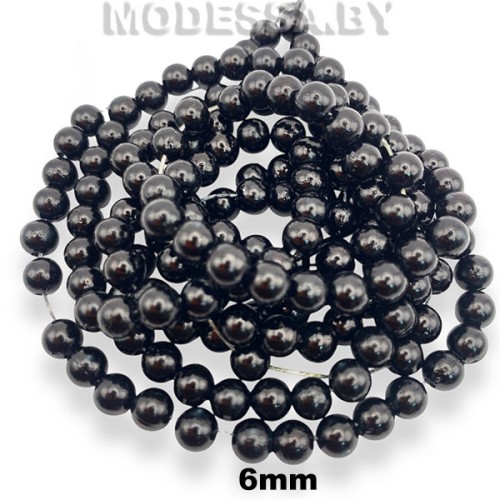 009 А Бусины на нити пластм. 6мм Ц:Чёрный