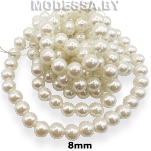 Бусины на нити пластм. 8мм Ц:Молочный