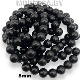 Бусины на нити пластм. 8мм Ц:Чёрный