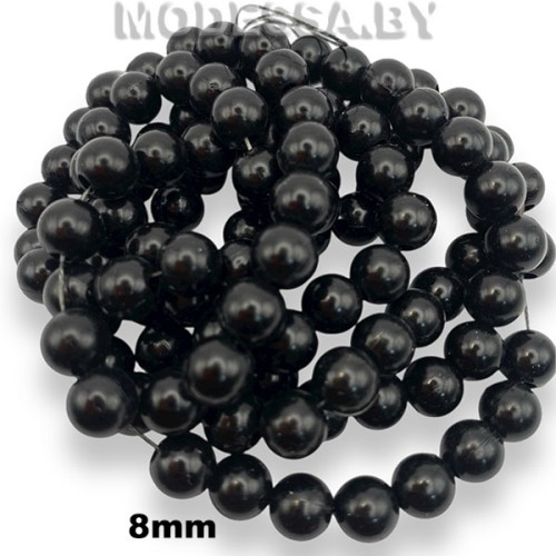 Бусины на нити пластм. 8мм Ц:Чёрный