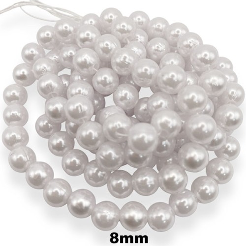 Бусины на нити пластм. 8мм Ц:Белый