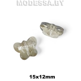 14 В бусина стекл декорат Бабочка Ц: Hematite 15х12мм