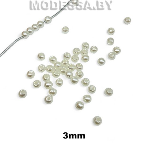 Бусина пластм. d3мм Ц:Молочный