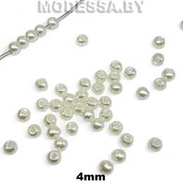 Бусина пластм. d4мм Ц:Молочный