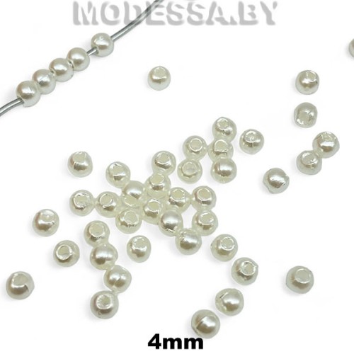 Бусина пластм. d4мм Ц:Молочный