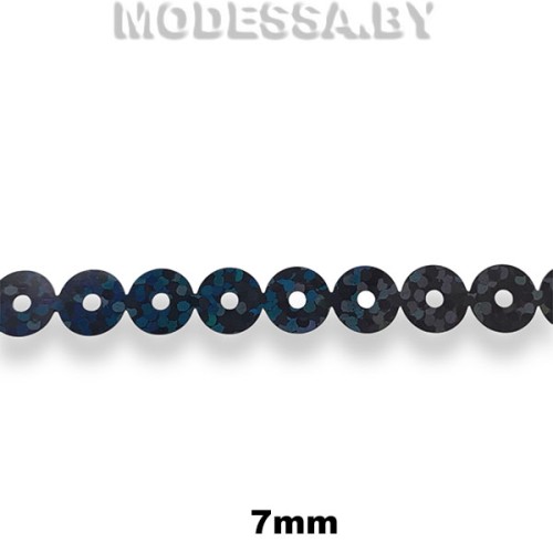 Лента из пайеток 7мм Ц:Чёрный АВ