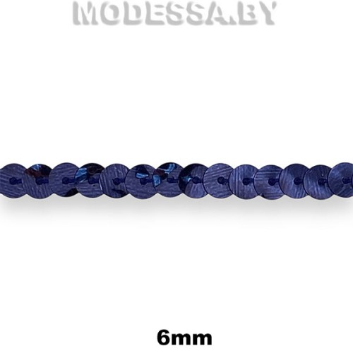 Пайетки на нити 6мм Ц:848 Т.Синий