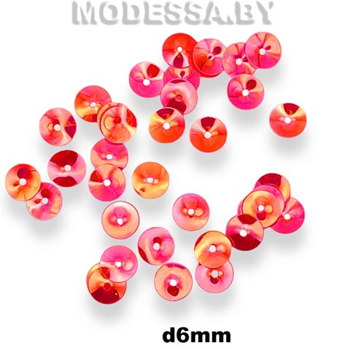 Пайетки 6мм Ц:204 Розовый АВ