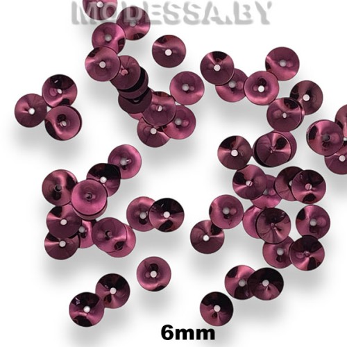 Пайетки 6мм Ц:208 Бордовый