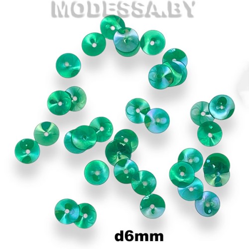 Пайетки 6мм Ц:222 Зелёный
