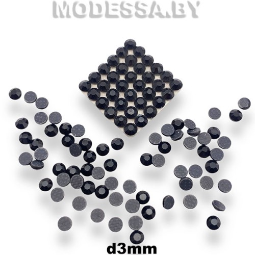 Стразы клеевые Black d3мм SS10