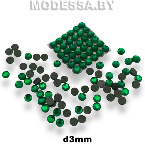 Стразы клеевые Emerald d3мм SS10