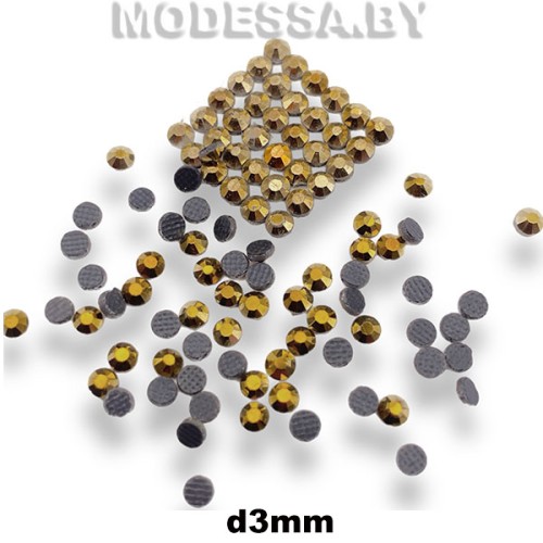 Стразы клеевые Hematite gold d3мм SS10