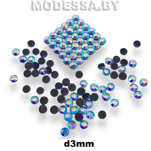 Стразы клеевые Lt. Sapphire AB d3мм SS10