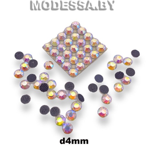Стразы клеевые Crystal AB d4мм SS16