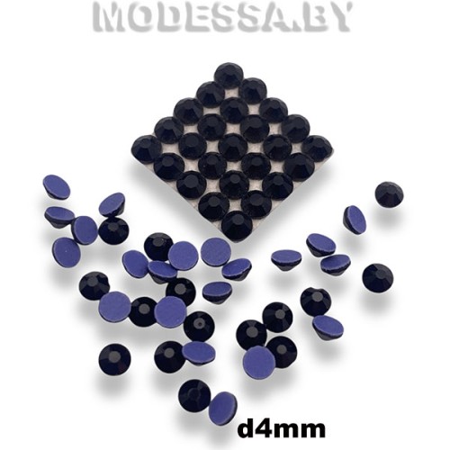 Стразы клеевые Black d4мм SS16