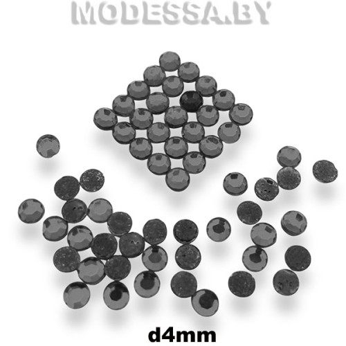Стразы клеевые Black Diamond d4мм SS16