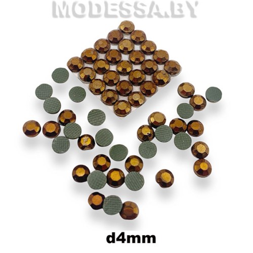 Стразы клеевые Hematite gold d4мм SS16