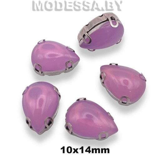 10х14мм стразы пластм. в оправе Ц:Сиреневый