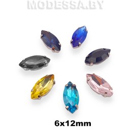 2051 6х12мм стразы стекл. в оправе 