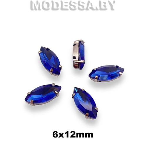 2051 6х12мм стразы стекл. в оправе Ц:Василёк