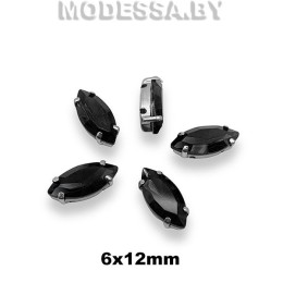 2051 6х12мм стразы стекл. в оправе Ц:Чёрный