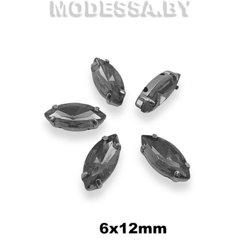 2051 6х12мм стразы стекл. в оправе Ц:Серый