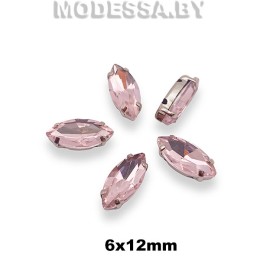 2051 6х12мм стразы стекл. в оправе Ц:Розовый