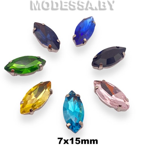 2051 7х15мм стразы стекл. в оправе 