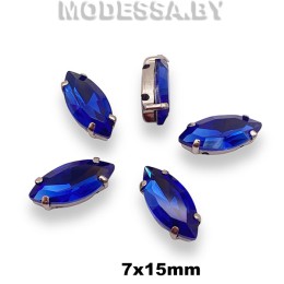 2051 7х15мм стразы стекл. в оправе Ц:Василёк
