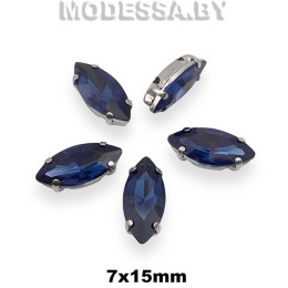 2051 7х15мм стразы стекл. в оправе Ц:Синий