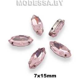 2051 7х15мм стразы стекл. в оправе Ц:Розовый