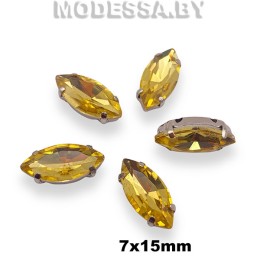 2051 7х15мм стразы стекл. в оправе Ц:Жёлтый