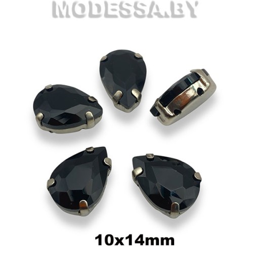 2061 10х14мм стразы стекл. в оправе Ц:Чёрный