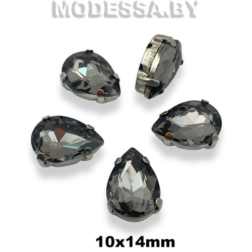 2061 10х14мм стразы стекл. в оправе Ц:Серый