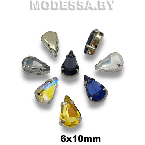 2061 6х10мм стразы стекл. в оправе 