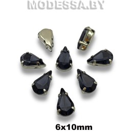2061 6х10мм стразы стекл. в оправе Ц:Чёрный