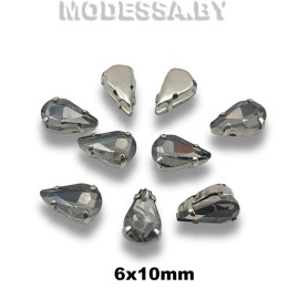 2061 6х10мм стразы стекл. в оправе Ц:Серый