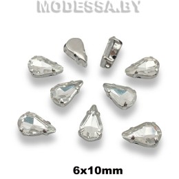 2061 6х10мм стразы стекл. в оправе Ц:Кристалл