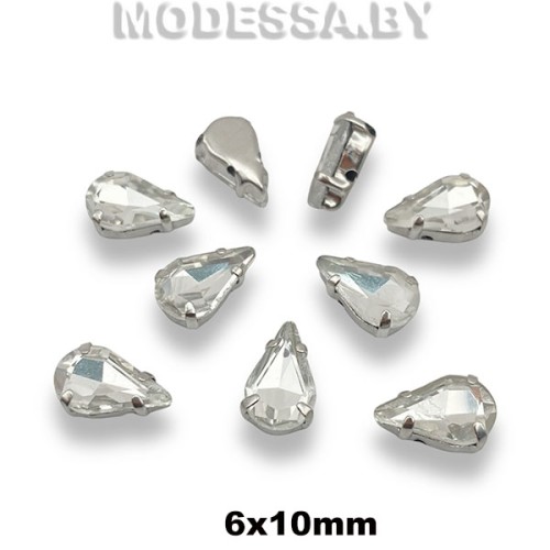 2061 6х10мм стразы стекл. в оправе Ц:Кристалл