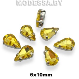 2061 6х10мм стразы стекл. в оправе Ц:Жёлтый