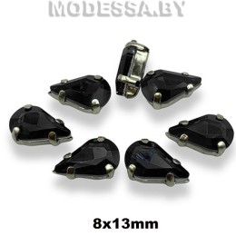 2061 8х13мм стразы стекл. в оправе Ц:Чёрный