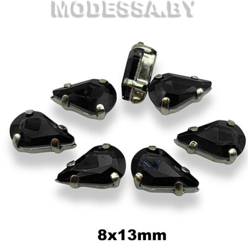 2061 8х13мм стразы стекл. в оправе Ц:Чёрный