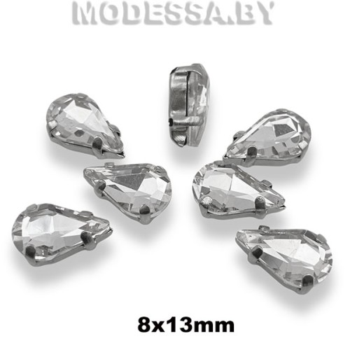 2061 8х13мм стразы стекл. в оправе Ц:Кристалл
