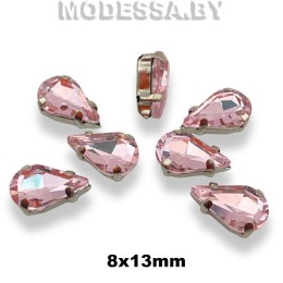 2061 8х13мм стразы стекл. в оправе Ц:Розовый