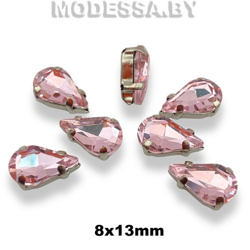 2061 8х13мм стразы стекл. в оправе Ц:Розовый
