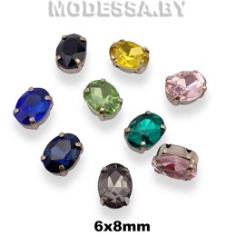 2091 6х8мм стразы стекл. в оправе 