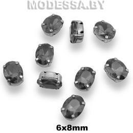 2091 6х8мм стразы стекл. в оправе Ц:Серый