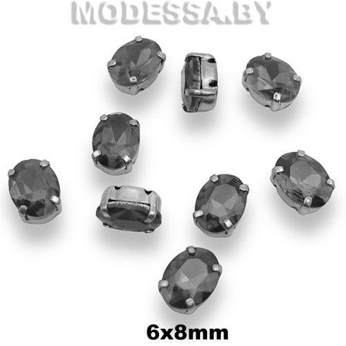 2091 6х8мм стразы стекл. в оправе Ц:Серый